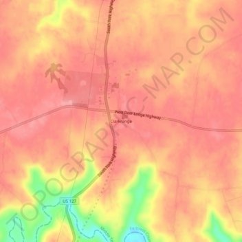 Mapa topográfico Clarkrange, altitud, relieve