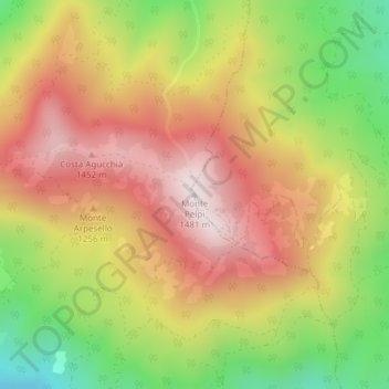 Mapa topográfico Monte Pelpi, altitud, relieve
