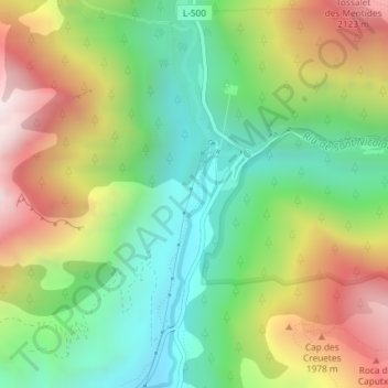 Mapa topográfico la Molina, altitud, relieve