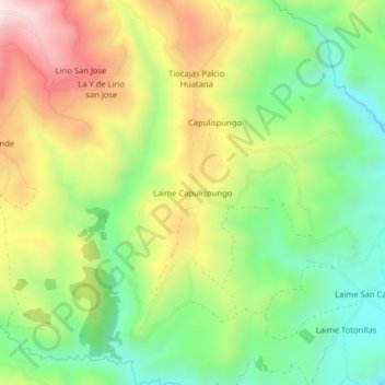 Mapa topográfico Laime Capulispungo, altitud, relieve