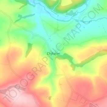 Mapa topográfico Chillaton, altitud, relieve