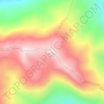 Mapa topográfico Cerro Roca Bella, altitud, relieve