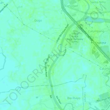 Mapa topográfico Iba O'Este, altitud, relieve