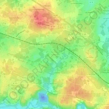 Mapa topográfico La Verrie, altitud, relieve