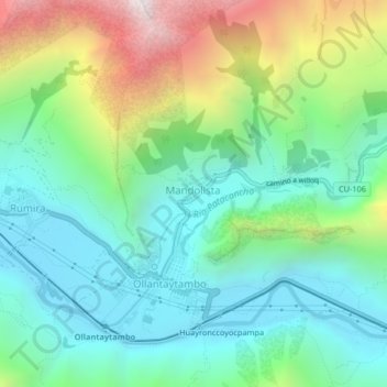 Mapa topográfico Bandolista, altitud, relieve