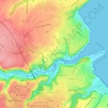Mapa topográfico Couvran, altitud, relieve