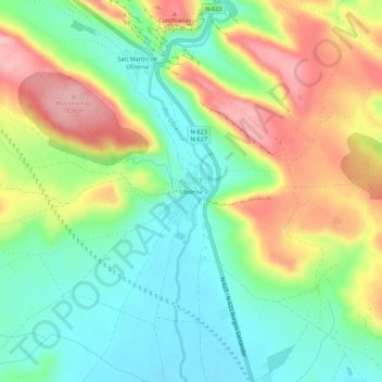 Mapa topográfico Ubierna, altitud, relieve