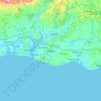 Mapa topográfico Lagoa, altitud, relieve