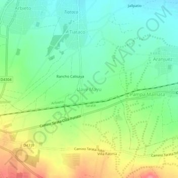 Mapa topográfico Llave Mayu, altitud, relieve