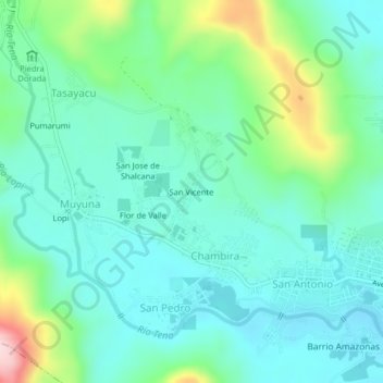 Mapa topográfico San vicente, altitud, relieve