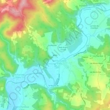Mapa topográfico Belsis, altitud, relieve
