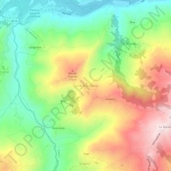 Mapa topográfico Cerrè Marabino, altitud, relieve