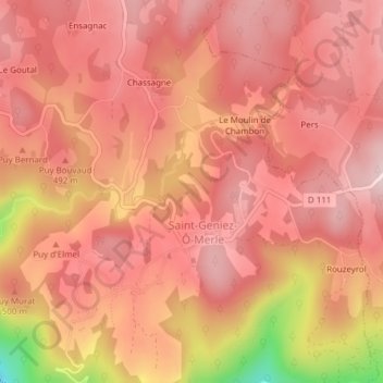 Mapa topográfico Soult, altitud, relieve