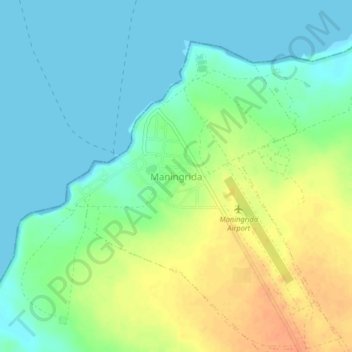 Mapa topográfico Maningrida, altitud, relieve