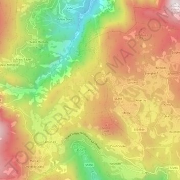 Mapa topográfico Virti, altitud, relieve