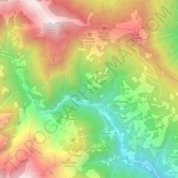 Mapa topográfico Cacet, altitud, relieve