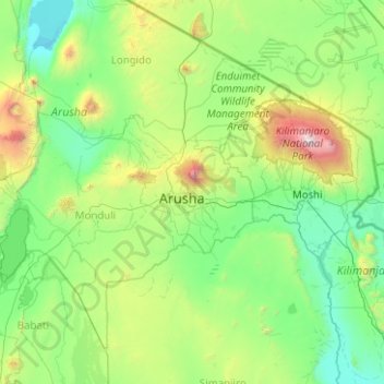 Mapa topográfico Bangata Ward, altitud, relieve