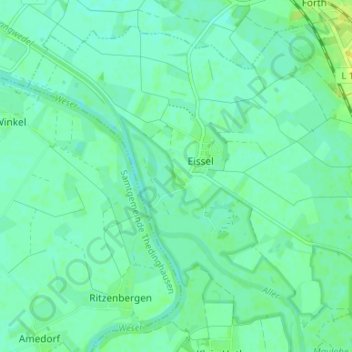 Mapa topográfico Klein Eissel, altitud, relieve