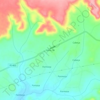 Mapa topográfico Santo Sé, altitud, relieve
