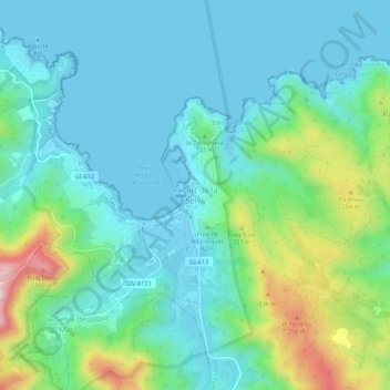 Mapa topográfico El Port de la Selva, altitud, relieve