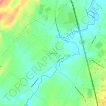 Mapa topográfico Zions View, altitud, relieve