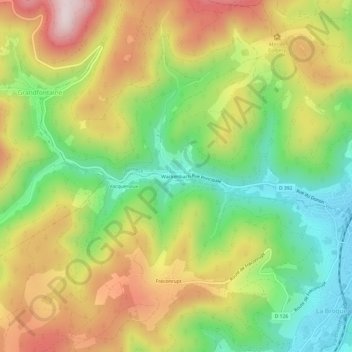Mapa topográfico Wackenbach, altitud, relieve