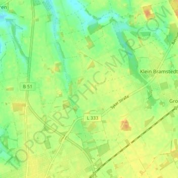Mapa topográfico Bünte, altitud, relieve