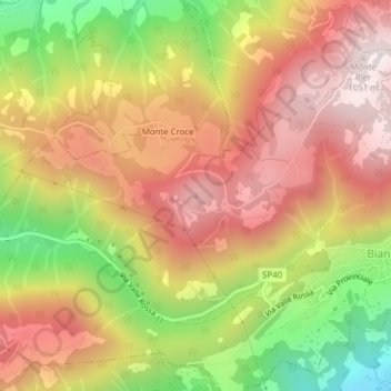 Mapa topográfico Monte Crocione, altitud, relieve