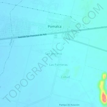 Mapa topográfico San Antonio, altitud, relieve