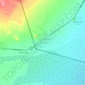 Mapa topográfico Pisiga Bolívar, altitud, relieve