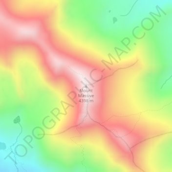 Mapa topográfico Mount Massive, altitud, relieve