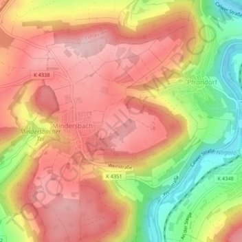 Mapa topográfico Affolter, altitud, relieve