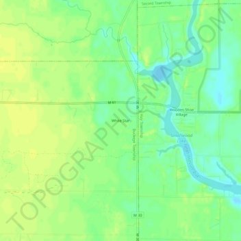 Mapa topográfico White Star, altitud, relieve