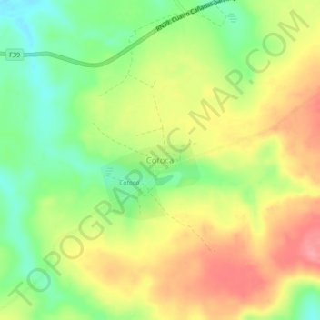 Mapa topográfico Cotoca, altitud, relieve