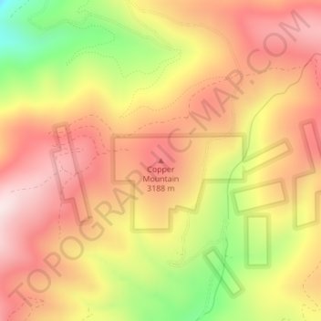 Mapa topográfico Copper Mountain, altitud, relieve