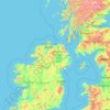 Mapa topográfico Irlanda do Norte, altitud, relieve
