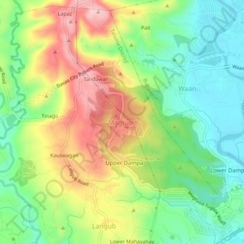 Mapa topográfico Magtuod, altitud, relieve