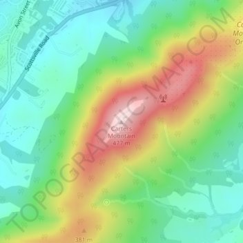 Mapa topográfico Carters Mountain, altitud, relieve