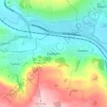 Mapa topográfico Eastburn, altitud, relieve