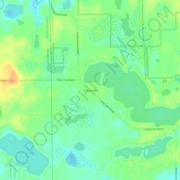 Mapa topográfico Long Lake, altitud, relieve
