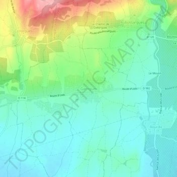 Mapa topográfico Garrigues, altitud, relieve