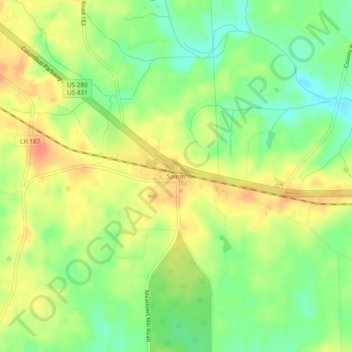 Mapa topográfico Salem, altitud, relieve