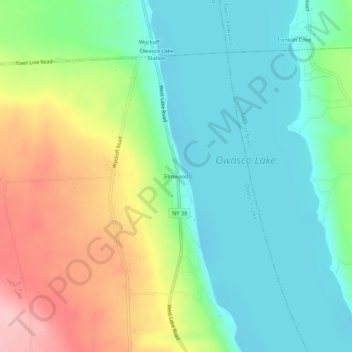 Mapa topográfico Elmwood, altitud, relieve