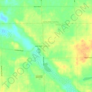 Mapa topográfico Horton, altitud, relieve