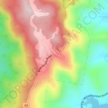 Mapa topográfico Lower Beechmont, altitud, relieve