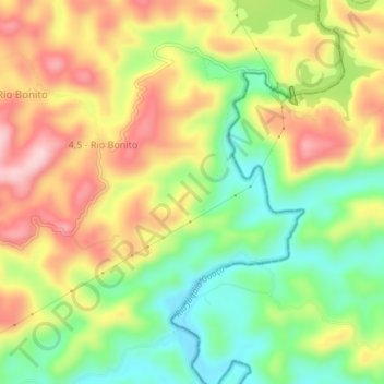 Mapa topográfico Quatro e Meio, altitud, relieve