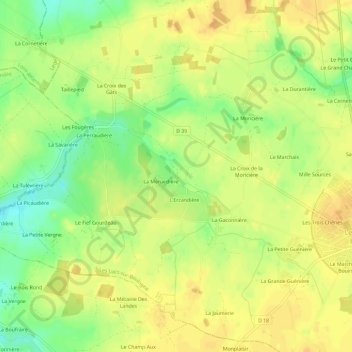 Mapa topográfico La Bromière, altitud, relieve