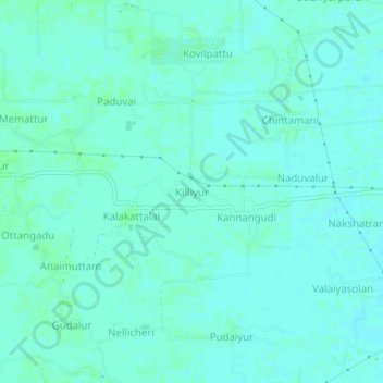 Mapa topográfico Killiyur, altitud, relieve