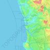 Mapa topográfico Del Mar, altitud, relieve