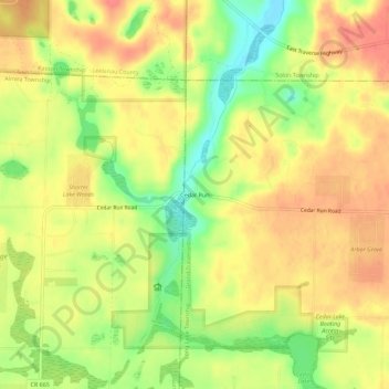 Mapa topográfico Cedar Run, altitud, relieve